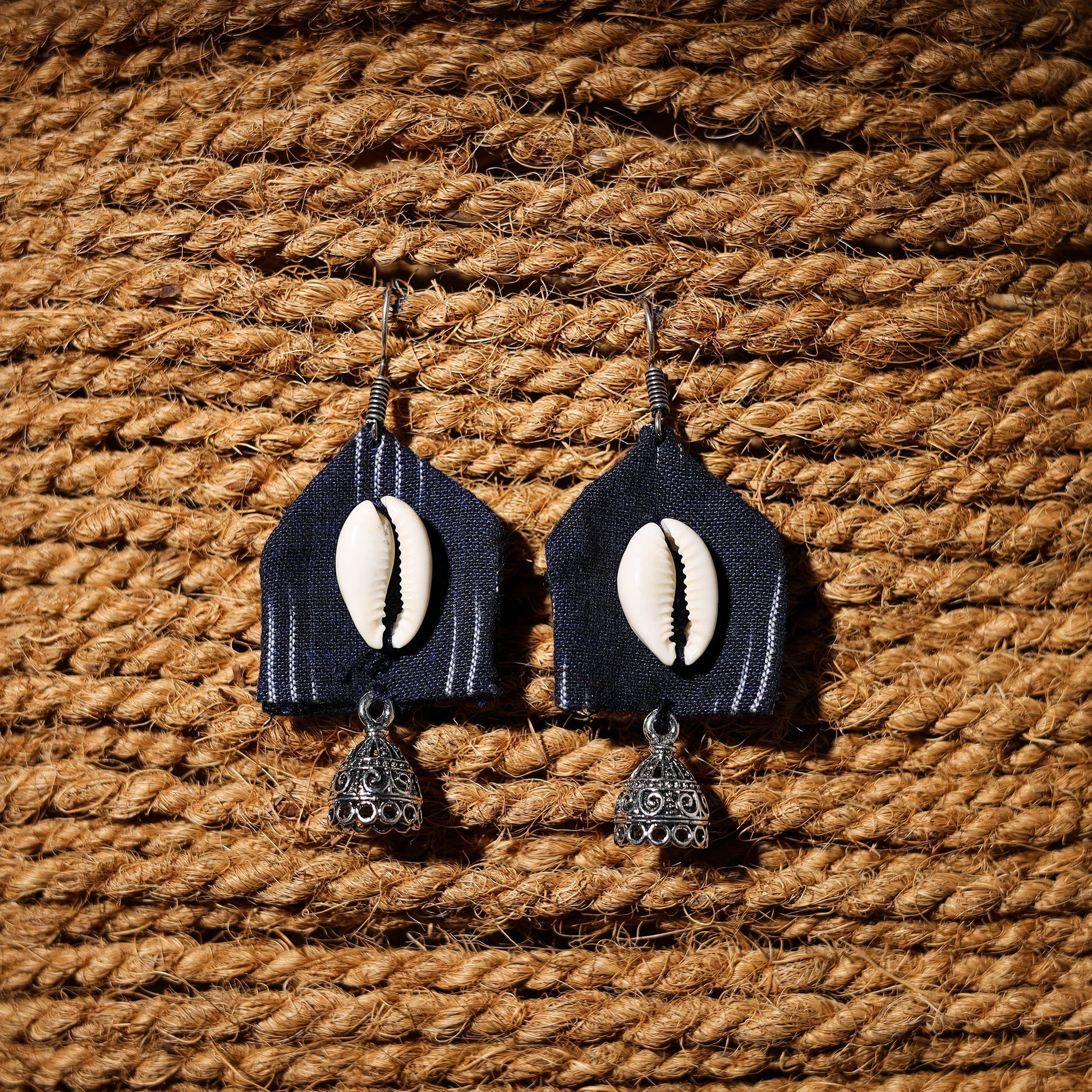 Anika Handcrafted GS & Shell Work Fabart Earrings
