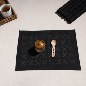 Black - Applique Cut work Cotton Table Mats (set of 6)