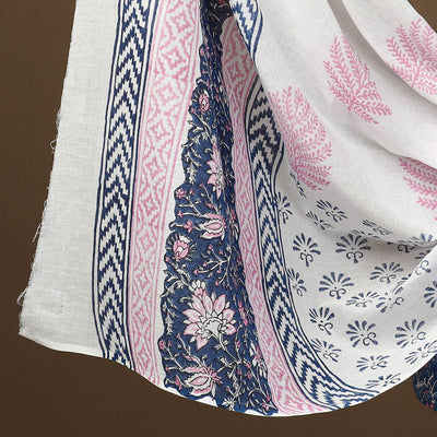 Blue - 3pc Sanganeri Block Print Cotton Dress Material 17