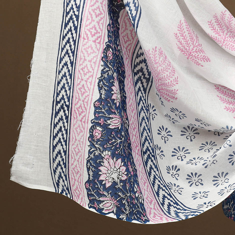 Blue - 3pc Sanganeri Block Print Cotton Dress Material 17
