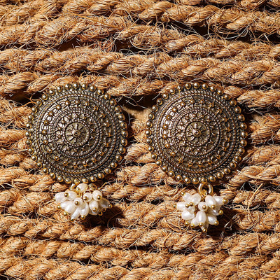 Anaya Handcrafted Golden GS Pearl Earrings