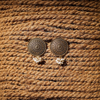 Anaya Handcrafted Golden GS Pearl Earrings