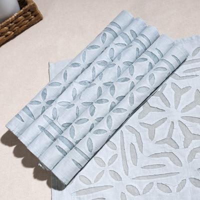 Blue - Applique Cut work Cotton Table Mats (set of 6)