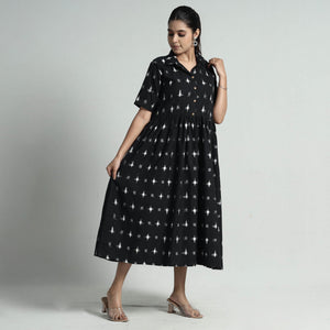 Black - Pochampally Double Ikat Weave Cotton Dress