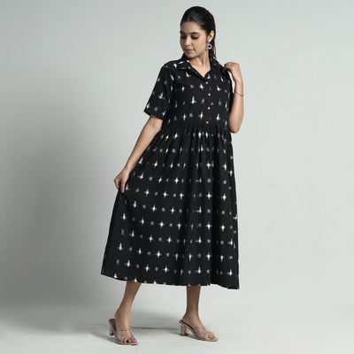 Black - Pochampally Double Ikat Weave Cotton Dress