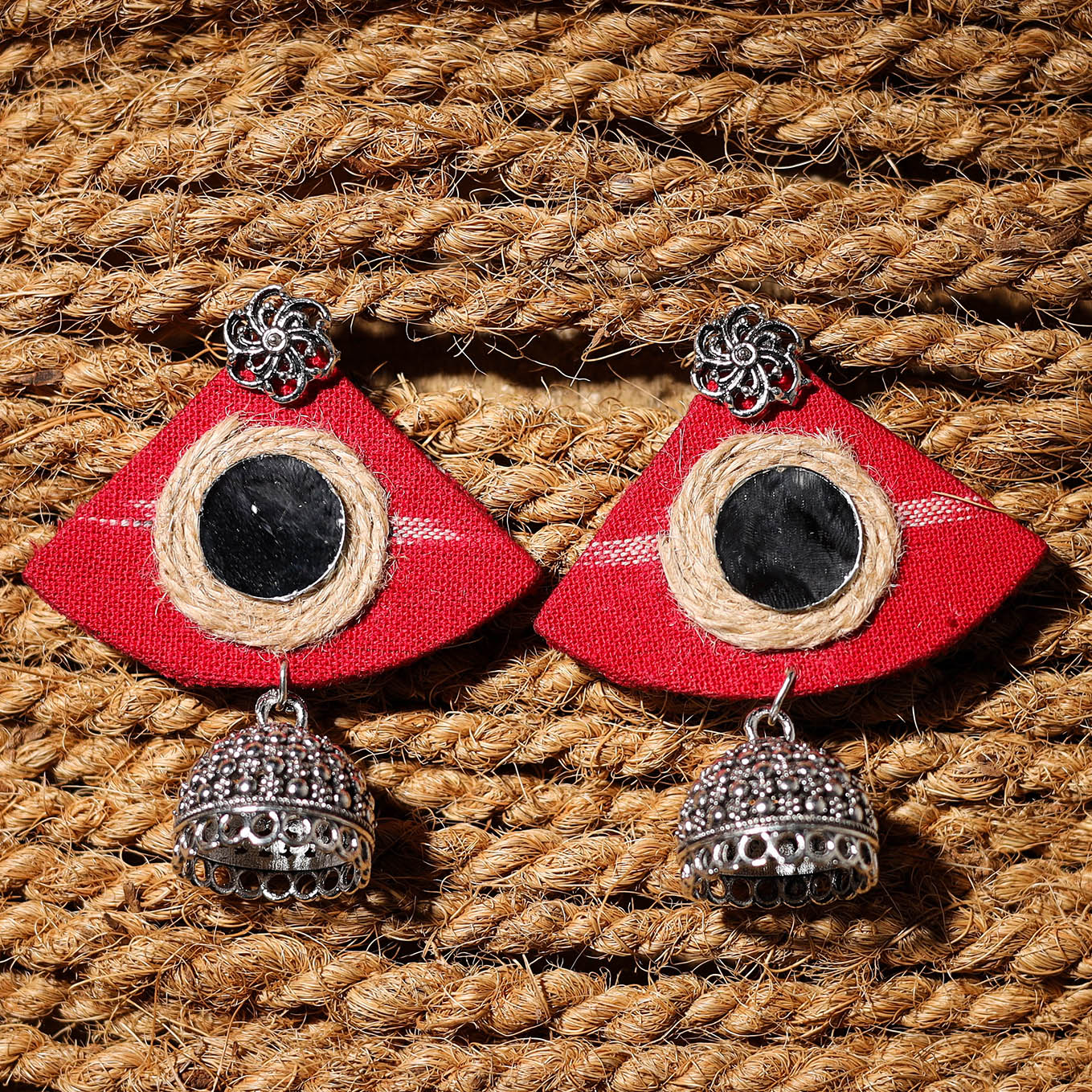 Afreen Handcrafted GS Fabart Jhumki Earrings