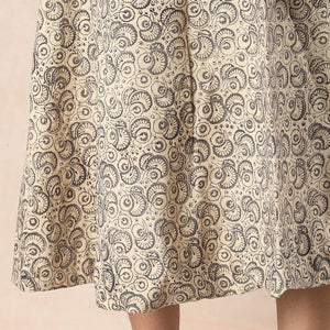 Beige - Kalamkari Block Printed Cotton Wrap Around Skirt