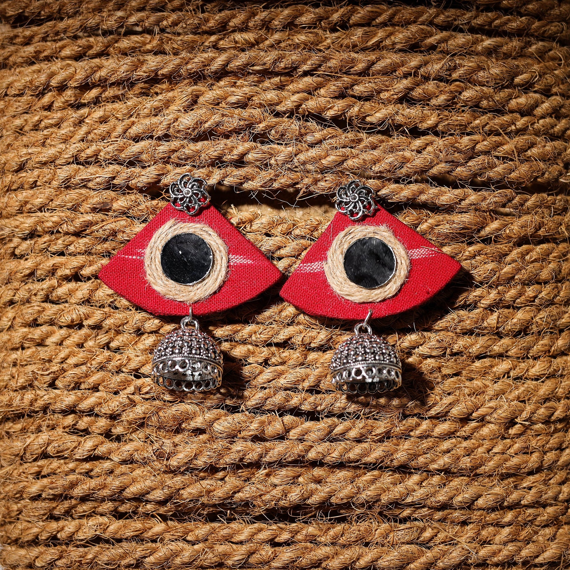 Afreen Handcrafted GS Fabart Jhumki Earrings