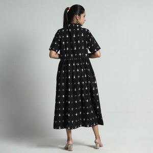 Black - Pochampally Double Ikat Weave Cotton Dress