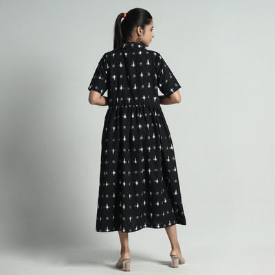 Black - Pochampally Double Ikat Weave Cotton Dress