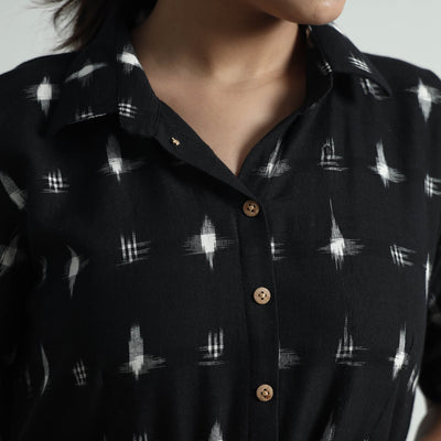 Black - Pochampally Double Ikat Weave Cotton Dress