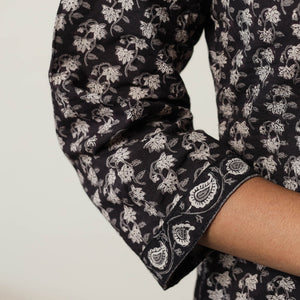 Black - Jahota Block Printed Cotton Straight Kurta 01