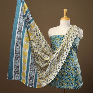 Blue - 3pc Sanganeri Block Print Cotton Dress Material 21