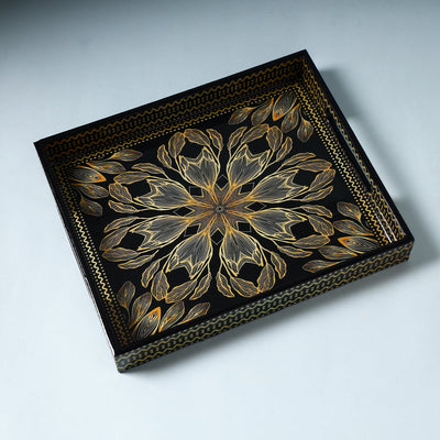 Black - Handcrafted Wooden Epoxy Resin Tray (11 x 9 in)