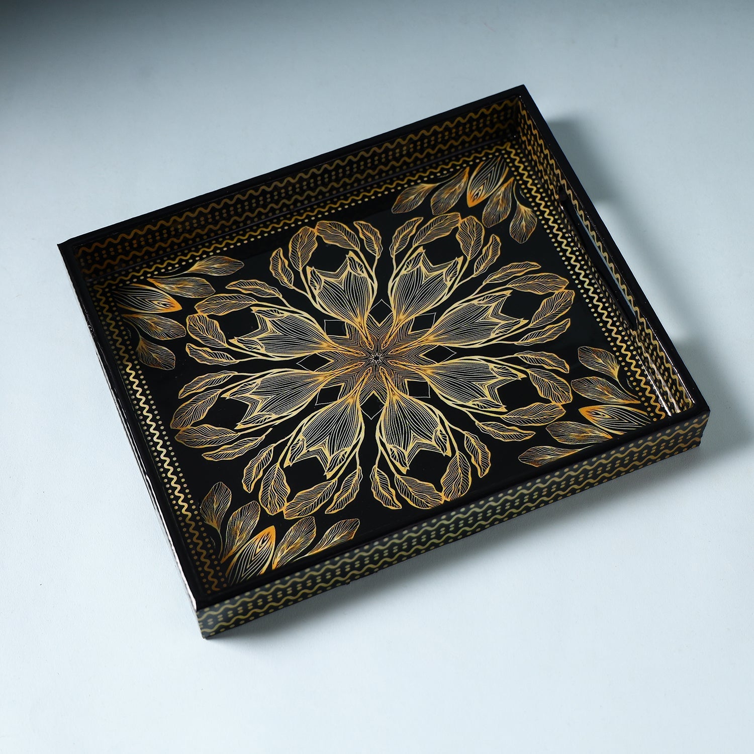 Black - Handcrafted Wooden Epoxy Resin Tray (11 x 9 in)