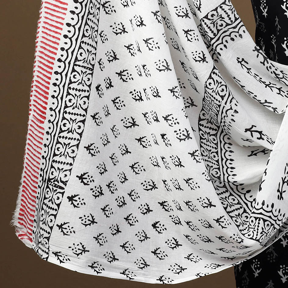 Black - 3pc Sanganeri Block Print Cotton Dress Material 22