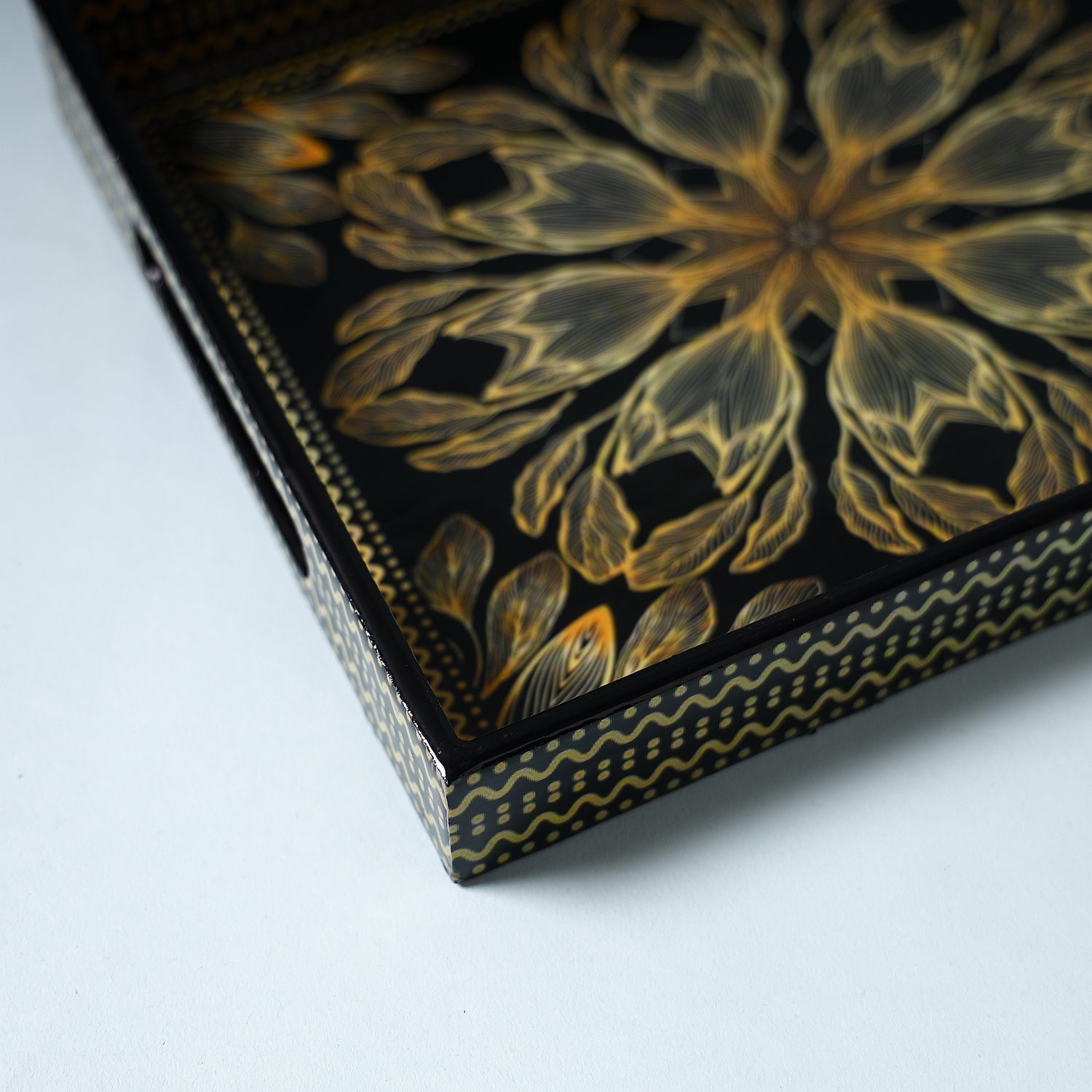 Black - Handcrafted Wooden Epoxy Resin Tray (11 x 9 in)