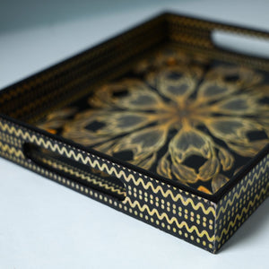 Black - Handcrafted Wooden Epoxy Resin Tray (11 x 9 in)