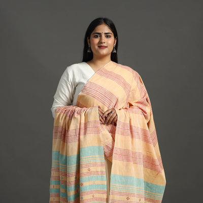 Beige - Organic Kala Cotton Kutch Weave Pure Handloom Dupatta