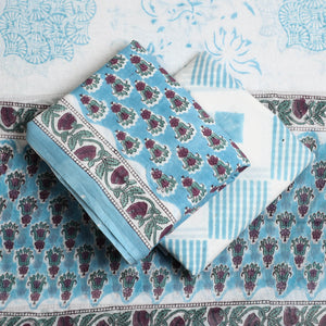 Blue - 3pc Sanganeri Block Print Cotton Dress Material 25