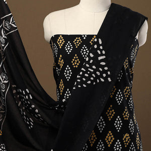 Black - 3pc Sanganeri Block Print Cotton Dress Material 28