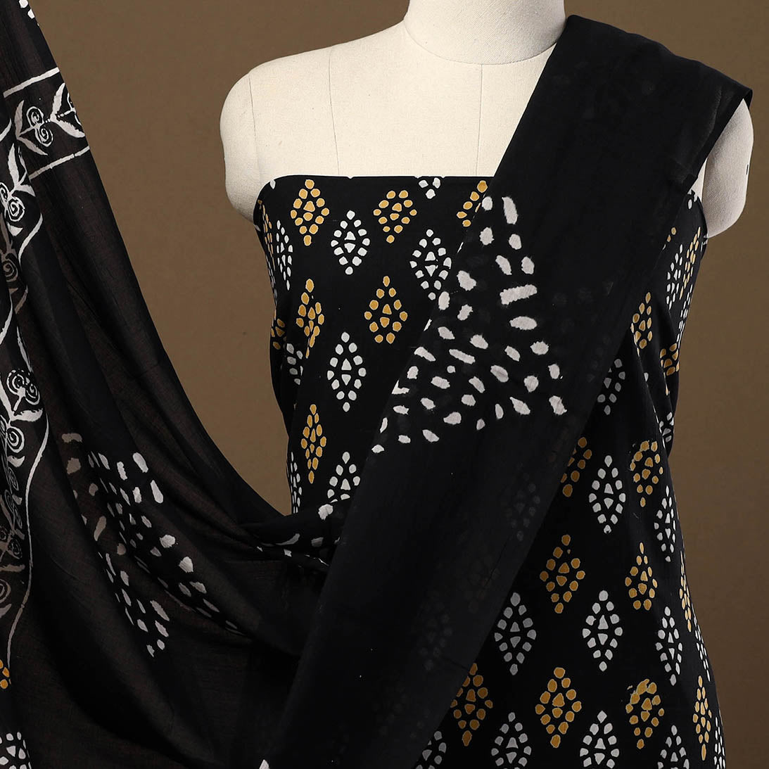 Black - 3pc Sanganeri Block Print Cotton Dress Material 28