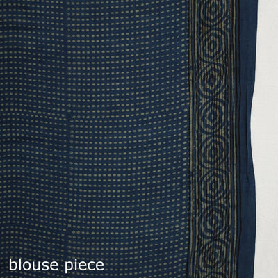 Blue - Akola Hand Block Printed Cotton Saree
