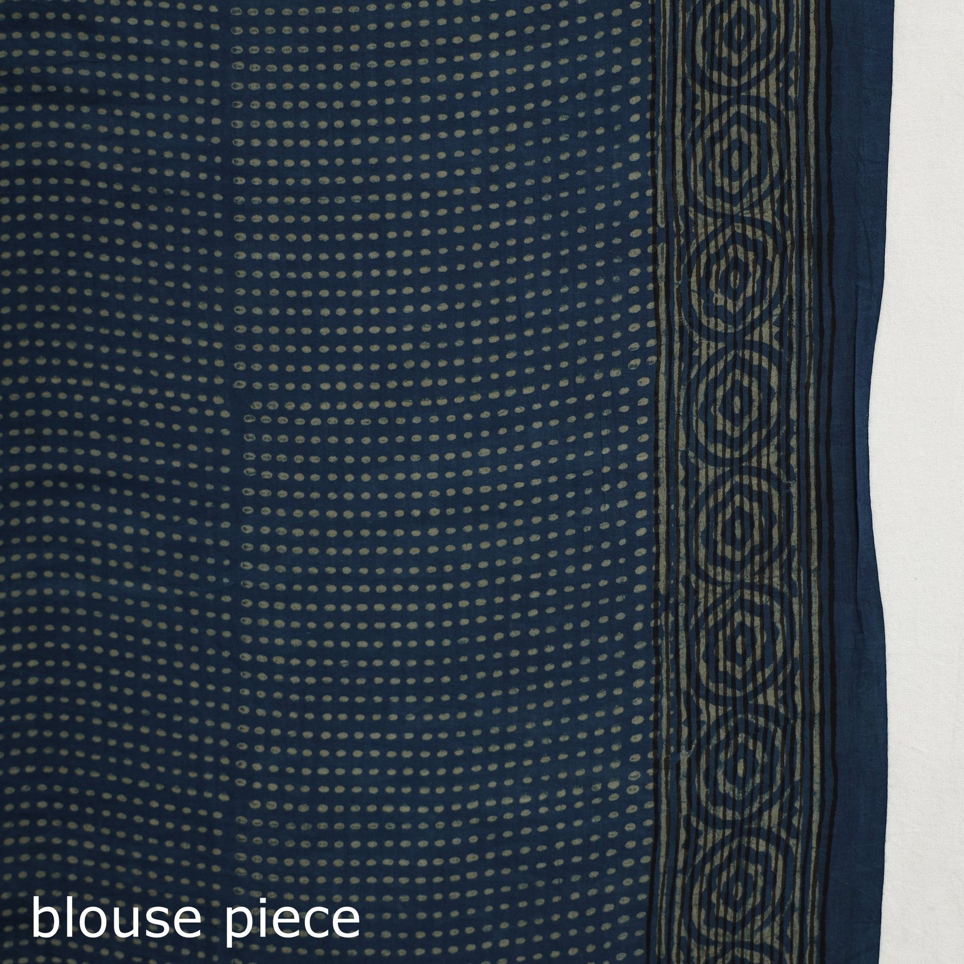 Blue - Akola Hand Block Printed Cotton Saree