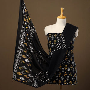 Black - 3pc Sanganeri Block Print Cotton Dress Material 28
