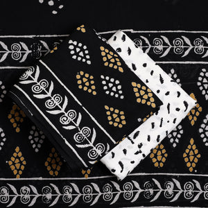 Black - 3pc Sanganeri Block Print Cotton Dress Material 28