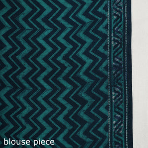 Blue - Akola Hand Block Printed Cotton Saree