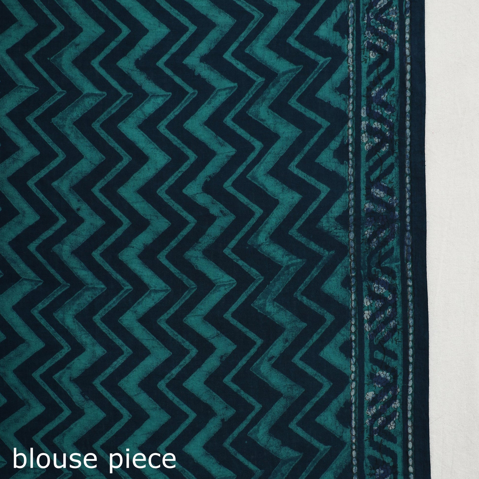 Blue - Akola Hand Block Printed Cotton Saree