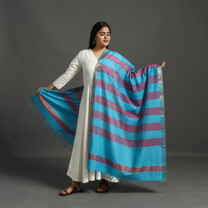 Blue  - Original Mangalagiri Handloom Cotton Dupatta with Zari Border