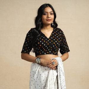 Black - Bandhani Tie Dye Cotton Stiched Blouse