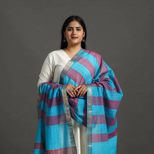 Blue  - Original Mangalagiri Handloom Cotton Dupatta with Zari Border