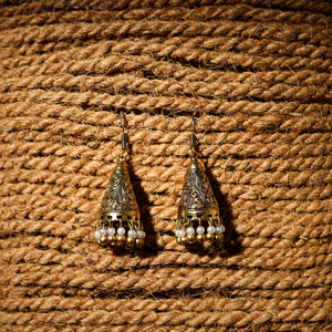 Alina Handcrafted Golden GS Beaded Jhumki Earrings