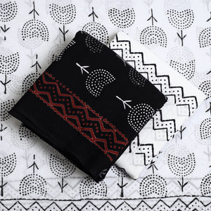 Black - 3pc Sanganeri Block Print Cotton Dress Material 34