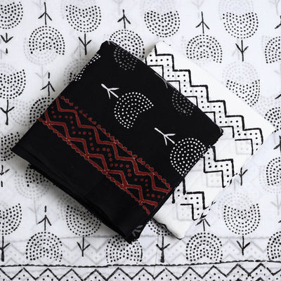 Black - 3pc Sanganeri Block Print Cotton Dress Material 34