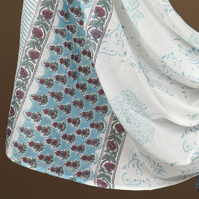 Blue - 3pc Sanganeri Block Print Cotton Dress Material 36