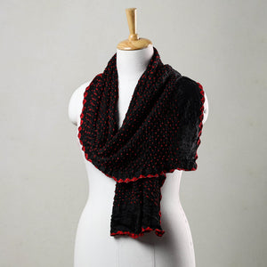 Black - Kutch Bandhani Tie-Dye Modal Silk Stole 01
