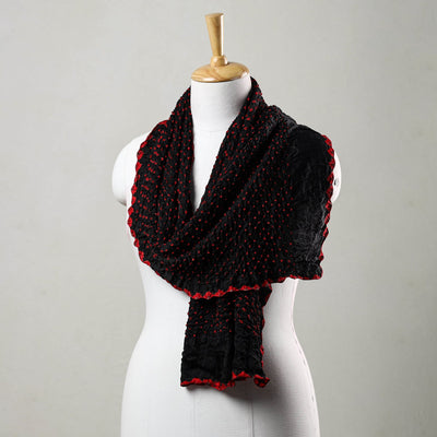 Black - Kutch Bandhani Tie-Dye Modal Silk Stole 01