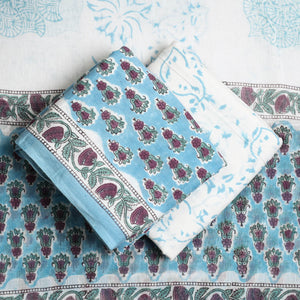 Blue - 3pc Sanganeri Block Print Cotton Dress Material 36