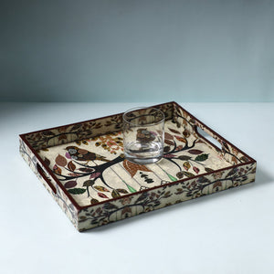 Beige - Handcrafted Wooden Epoxy Resin Tray (13 x 11 in)