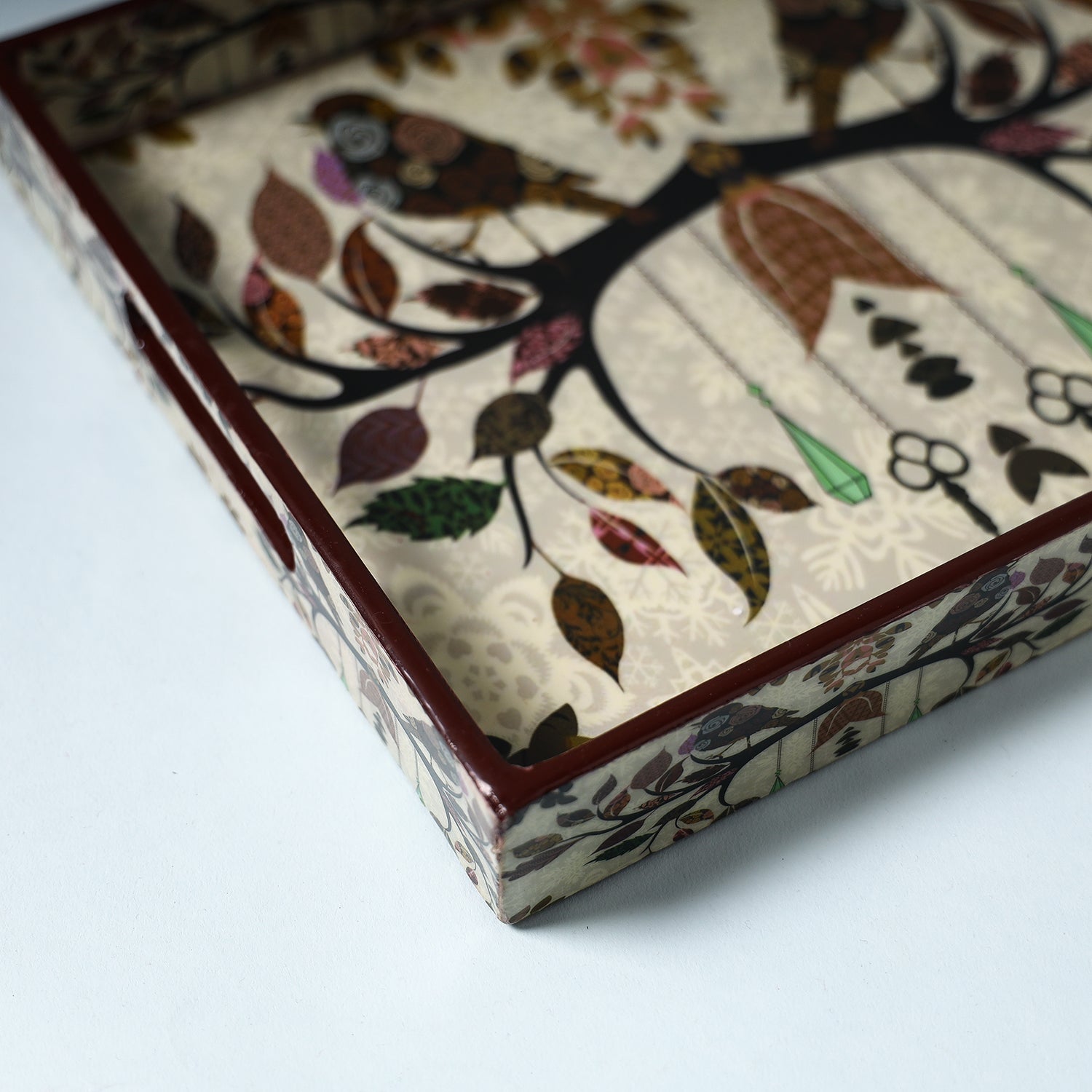 Beige - Handcrafted Wooden Epoxy Resin Tray (13 x 11 in)