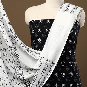 Black - 3pc Sanganeri Block Print Cotton Dress Material 40