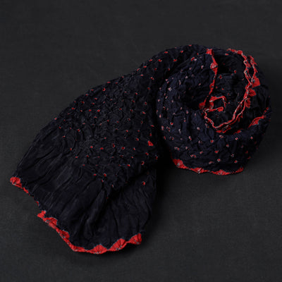 Black - Kutch Bandhani Tie-Dye Modal Silk Stole 04