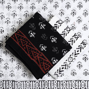 Black - 3pc Sanganeri Block Print Cotton Dress Material 40