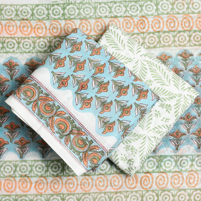Blue - 3pc Sanganeri Block Print Cotton Dress Material 42