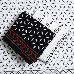 Black - 3pc Sanganeri Block Print Cotton Dress Material 43