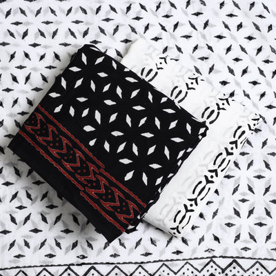 Black - 3pc Sanganeri Block Print Cotton Dress Material 43